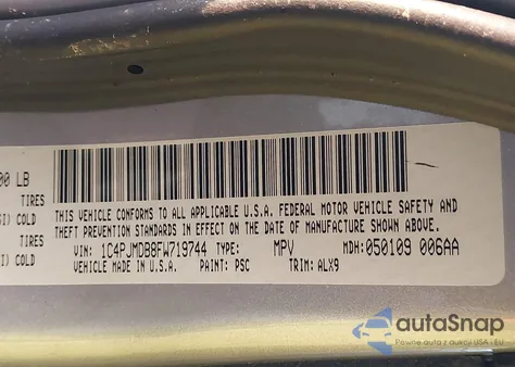 2015 Jeep Cherokee Limited z USA, uszkodzony, nr VIN 1C4PJMDB8FW719744